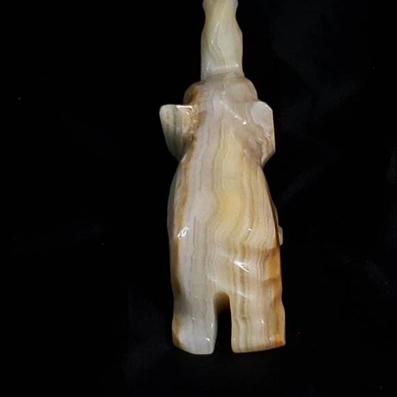 Small Boho Vintage Carved onyx elephant statue decor - Picture 6 of 9